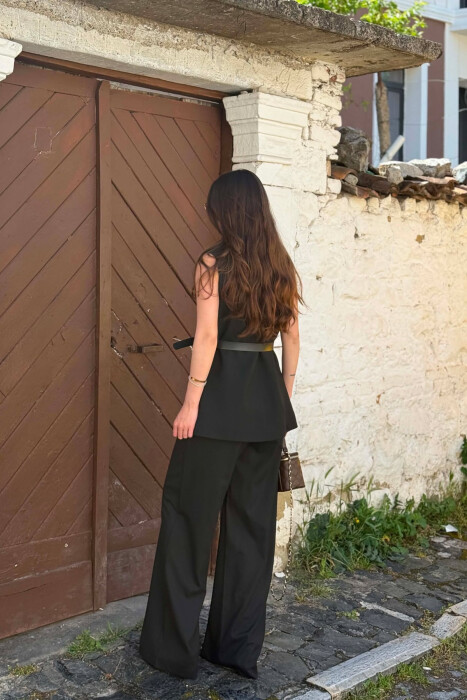 GOLD BUTTONS VEST + TROUSERS WOMAN SET BLACK/ E ZEZE - 5