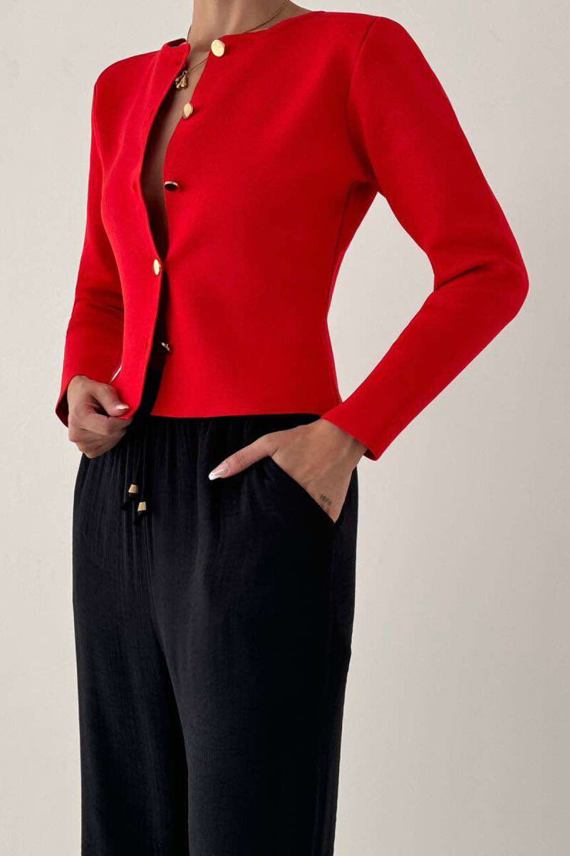 GOLD BUTTONS WOMAN CARDIGAN RED/E KUQE - 2