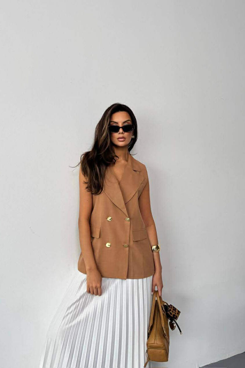 GOLD BUTTONS WOMAN VEST BEIGE/BEZHE - 1