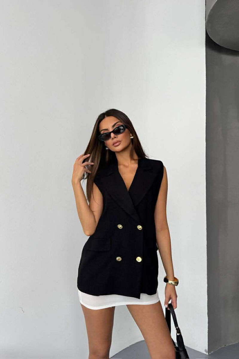 GOLD BUTTONS WOMAN VEST BLACK/ E ZEZE - 1