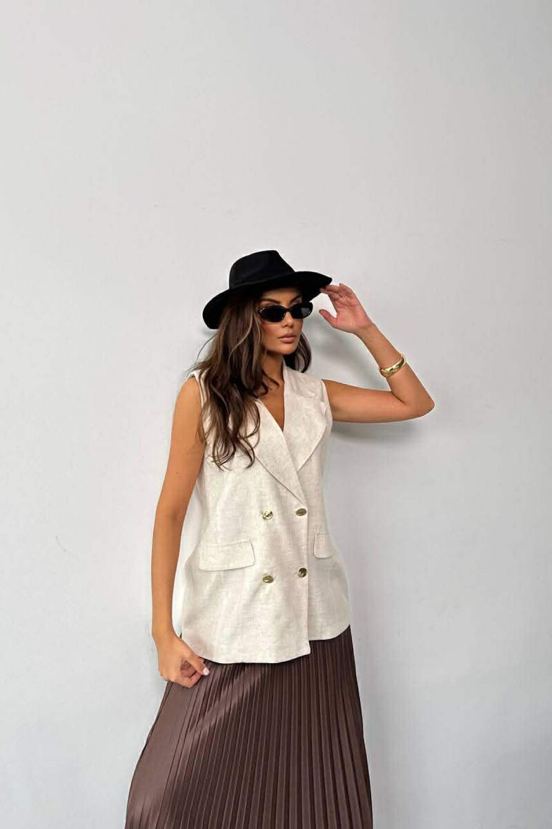 GOLD BUTTONS WOMAN VEST CREAM/KREM - 7