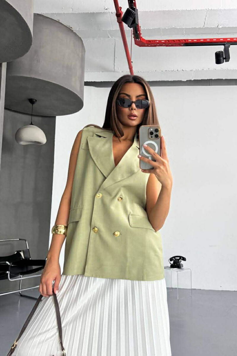 GOLD BUTTONS WOMAN VEST OLIVE/ULLI - 2