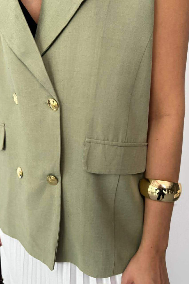 GOLD BUTTONS WOMAN VEST OLIVE/ULLI - 3