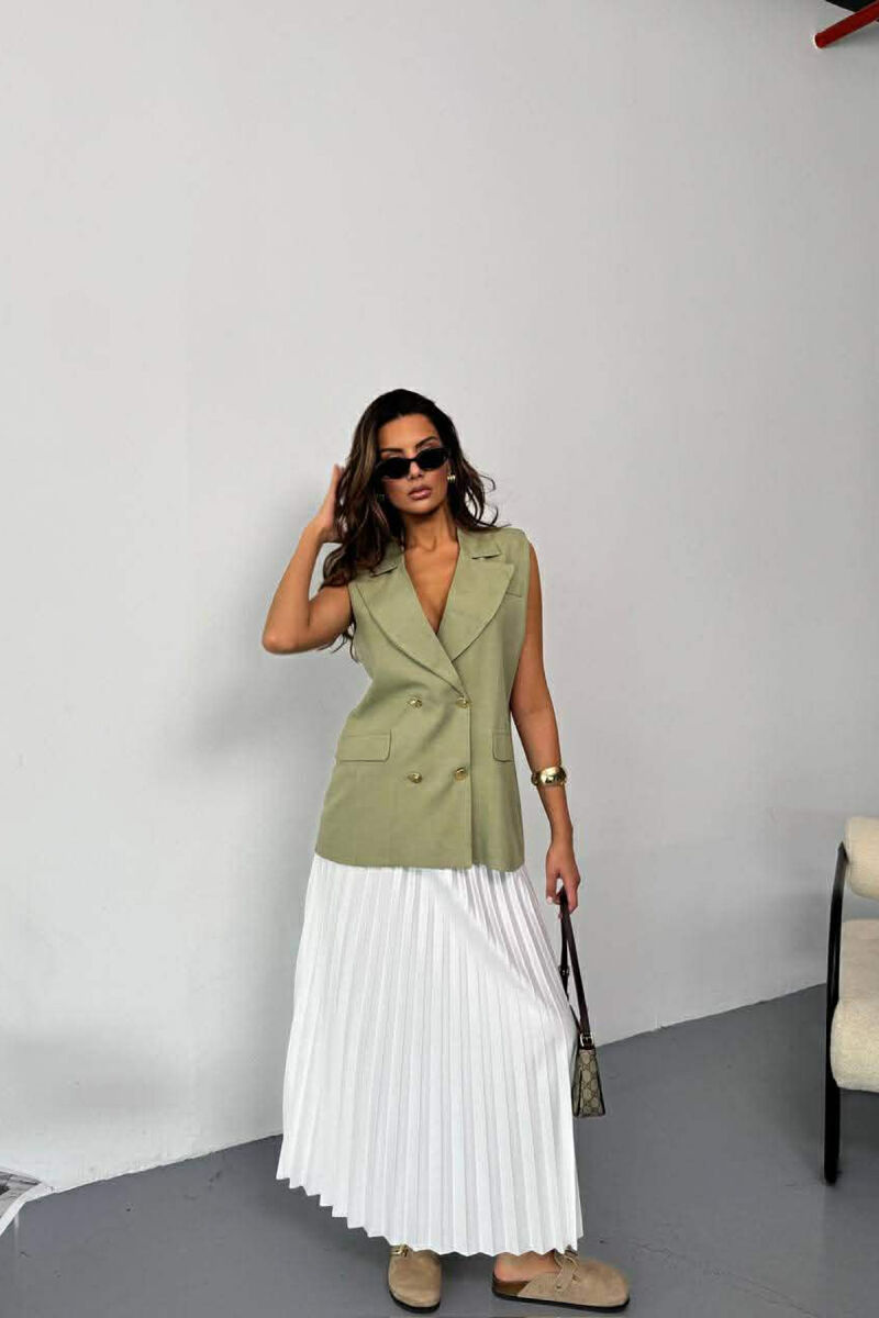GOLD BUTTONS WOMAN VEST OLIVE/ULLI - 4