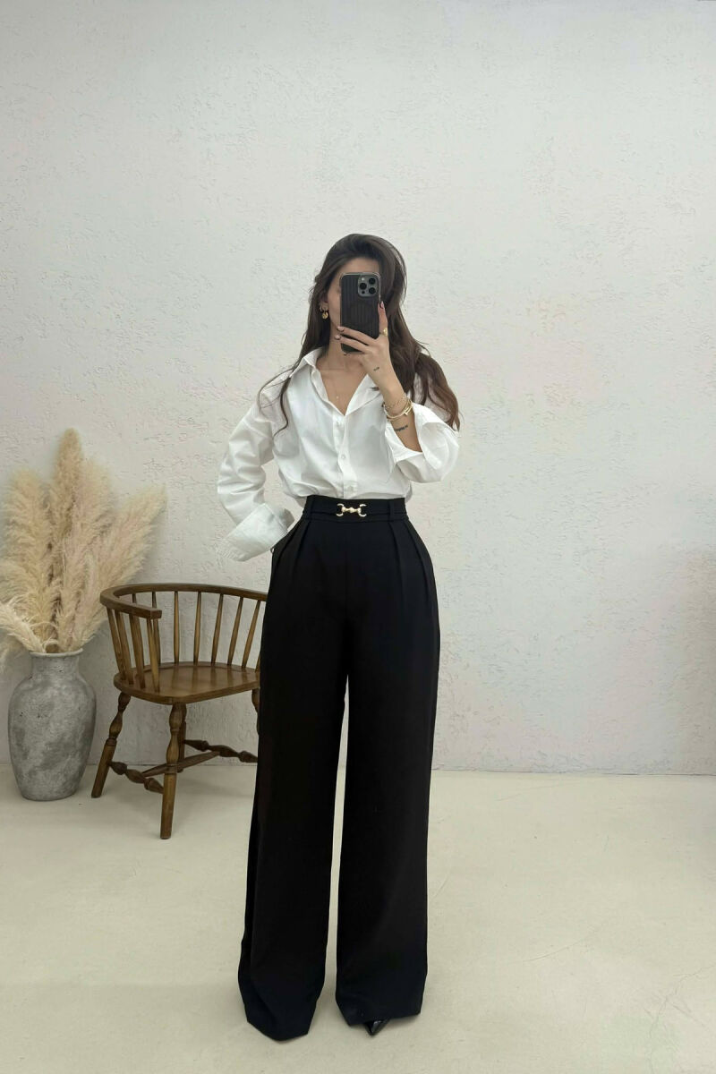 GOLD DETAIL BELT WOMAN TROUSERS BLACK/ E ZEZE - 2