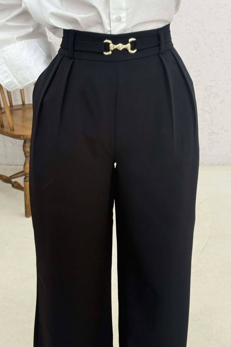 GOLD DETAIL BELT WOMAN TROUSERS BLACK/ E ZEZE - 3