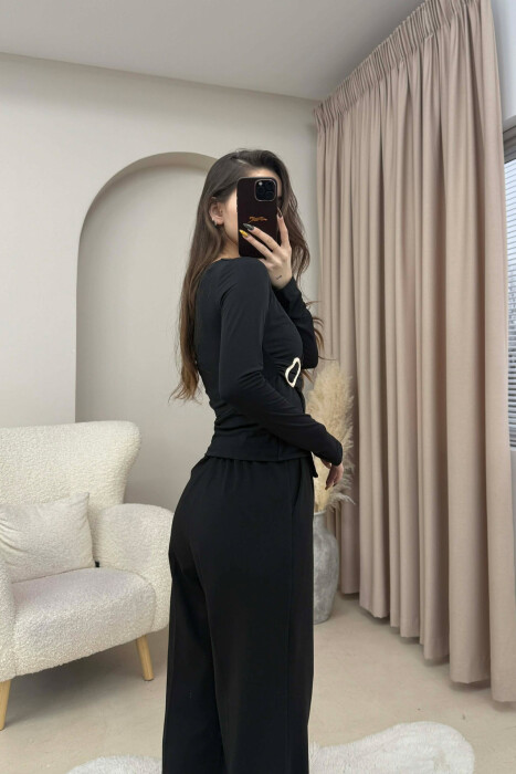 GOLD DETAIL ONE COLOR WOMEN SWEATSHIRT BLACK/ E ZEZE - 2