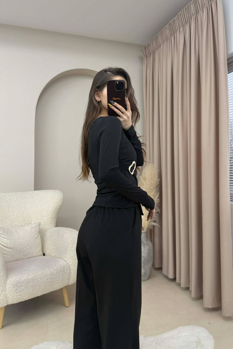 GOLD DETAIL ONE COLOR WOMEN SWEATSHIRT BLACK/ E ZEZE - 2