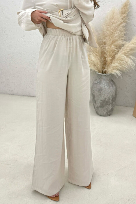 GOLD DETAIL SWEATSHIRT + TROUSERS WOMAN SET BEIGE/BEZHE - 3