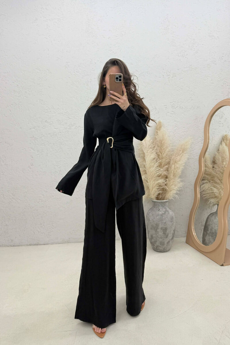 GOLD DETAIL SWEATSHIRT + TROUSERS WOMAN SET BLACK/ E ZEZE - 1