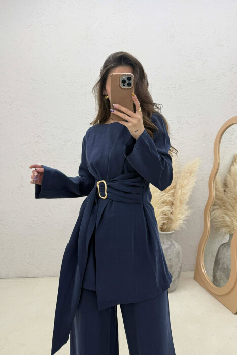 GOLD DETAIL SWEATSHIRT + TROUSERS WOMAN SET BLUE/BLU - 2