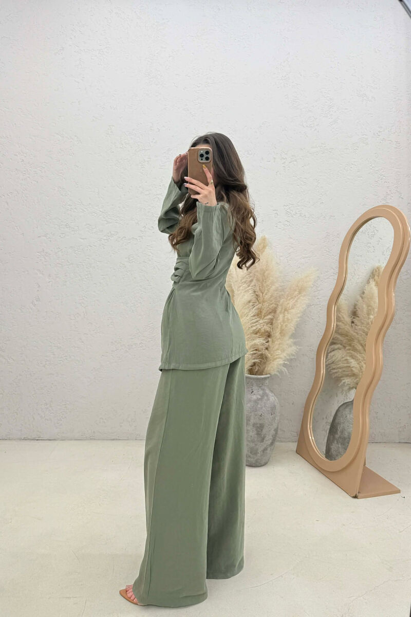 GOLD DETAIL SWEATSHIRT + TROUSERS WOMAN SET GREEN/JESHILE - 4