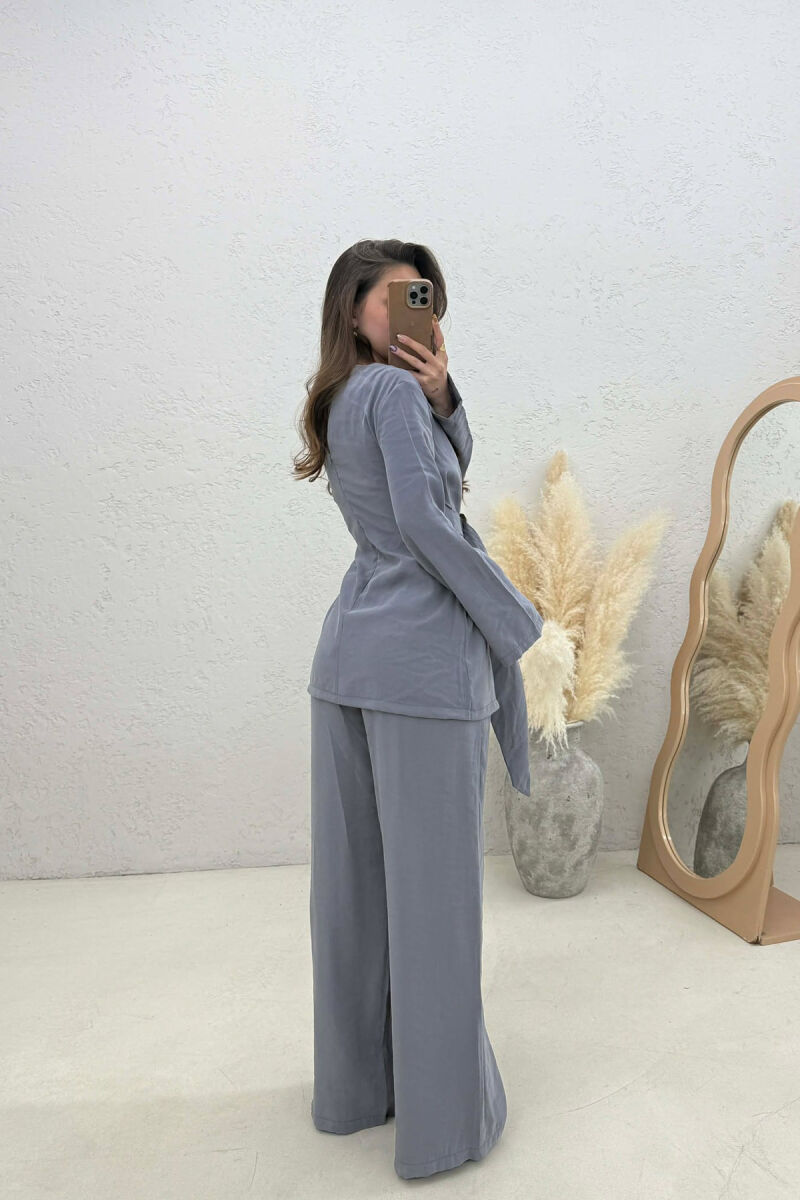 GOLD DETAIL SWEATSHIRT + TROUSERS WOMAN SET GREY/GRI - 2