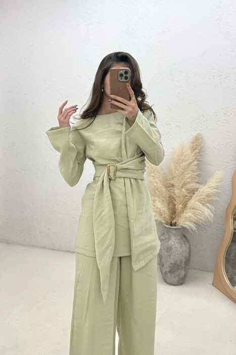 GOLD DETAIL SWEATSHIRT + TROUSERS WOMAN SET MINT/MENTE - 2