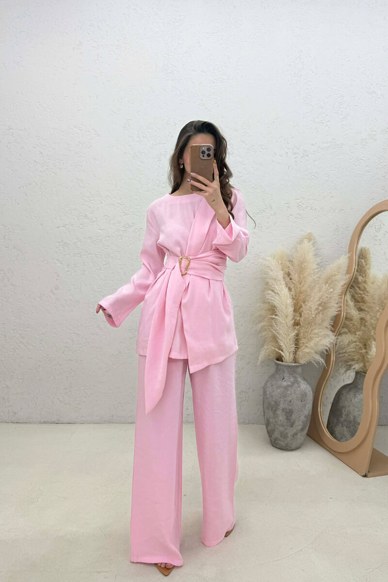 GOLD DETAIL SWEATSHIRT + TROUSERS WOMAN SET PINK/ROZE - 1
