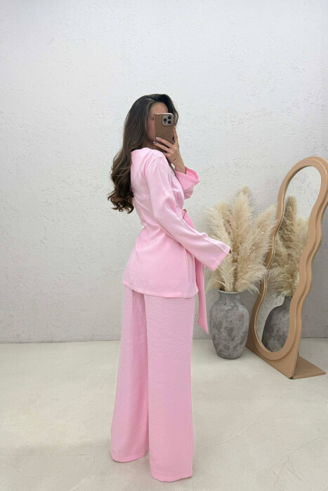 GOLD DETAIL SWEATSHIRT + TROUSERS WOMAN SET PINK/ROZE - 3