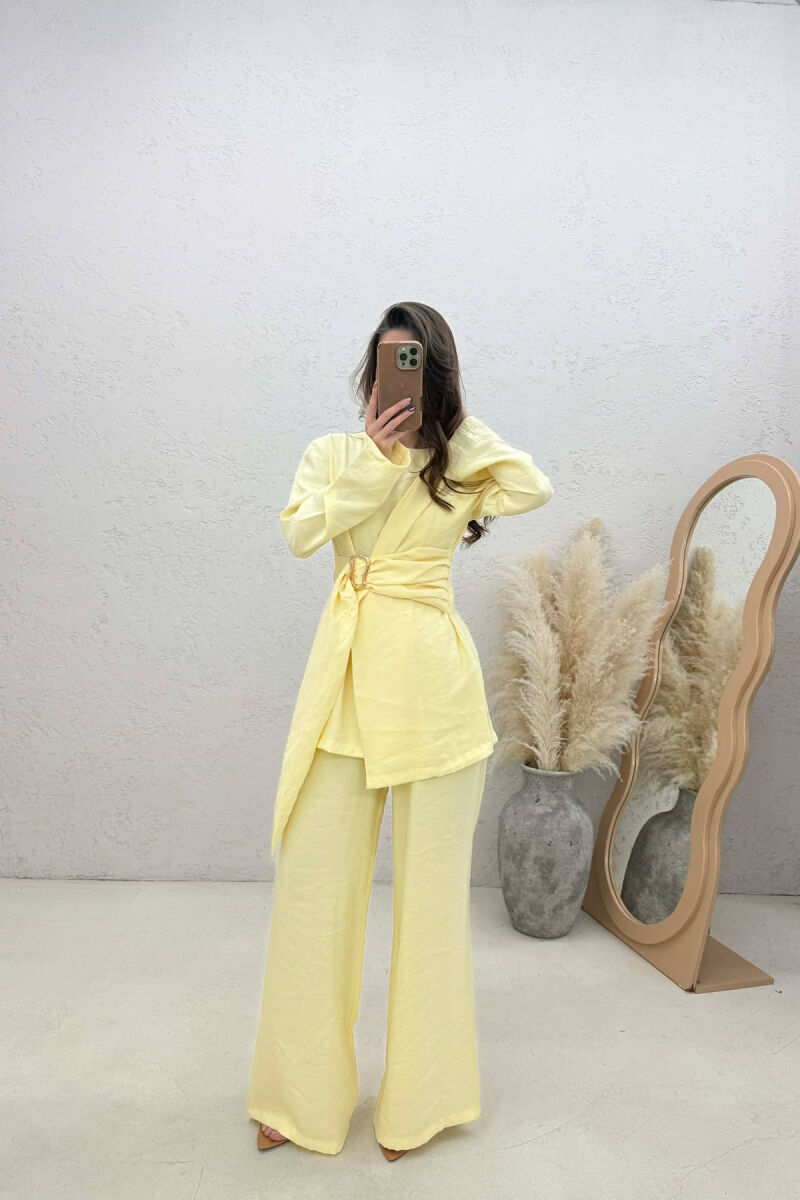 GOLD DETAIL SWEATSHIRT + TROUSERS WOMAN SET YELLOW/E VERDHE - 1