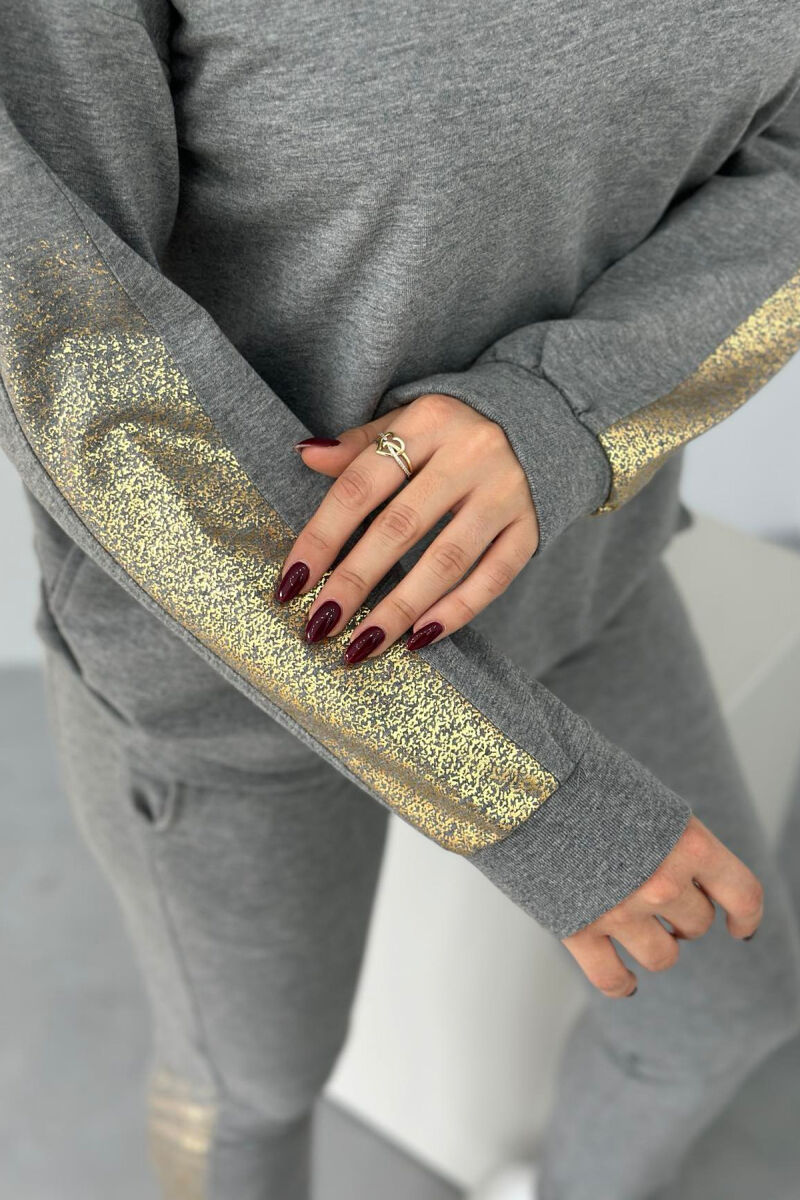 GOLD DETAILS SWEATSHIRT+JOGGERS WOMEN SET GREY/GRI - 5