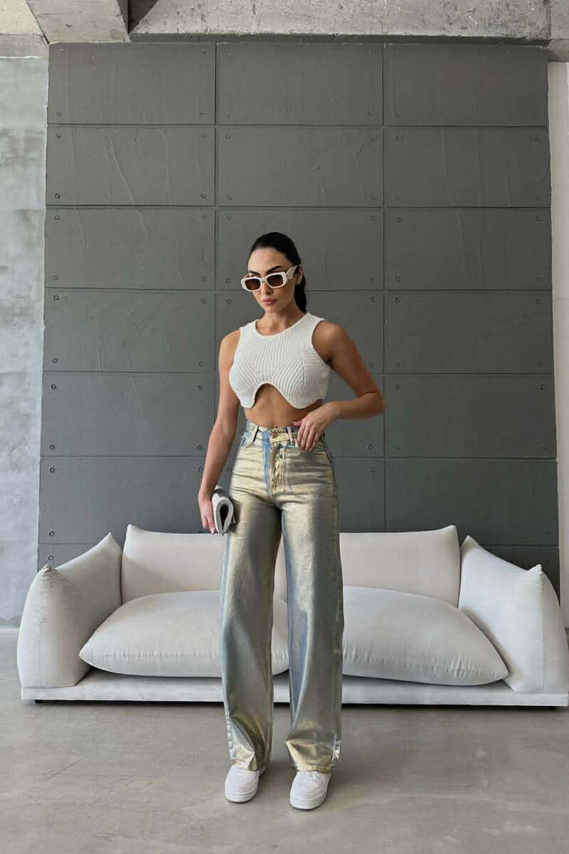 GOLD DETAILS WIDE LEG WOMEN JEANS LIGHTBLUE/BZ - 2