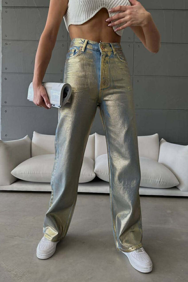 GOLD DETAILS WIDE LEG WOMEN JEANS LIGHTBLUE/BZ - 1