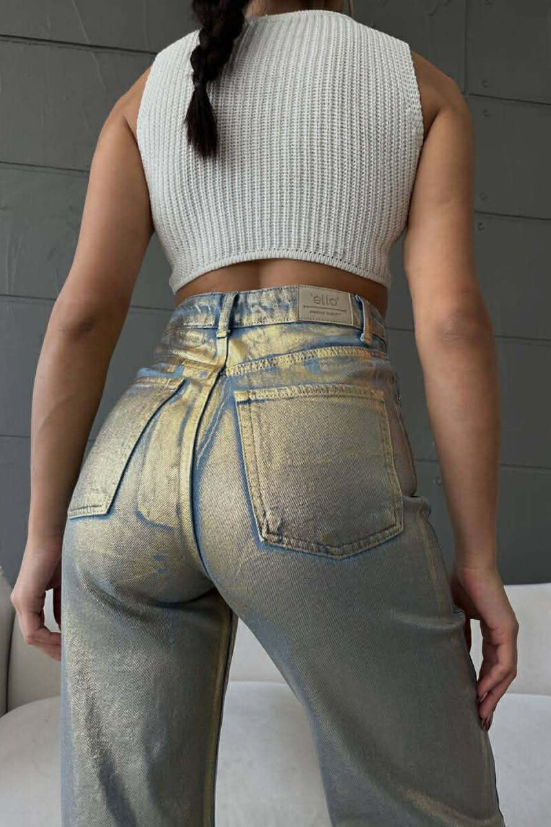 GOLD DETAILS WIDE LEG WOMEN JEANS LIGHTBLUE/BZ - 3