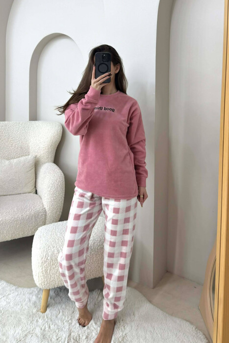 GOOD THINGS FRONT WRITTING WOMEN PYJAMAS POWDER/PUDER - KLAUDIO FASHION