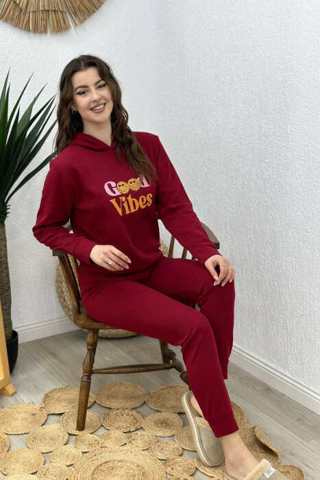 GOOD VIBES ONLY WOMAN PYJAMAS BURGUNDY/VISHNJE - 1