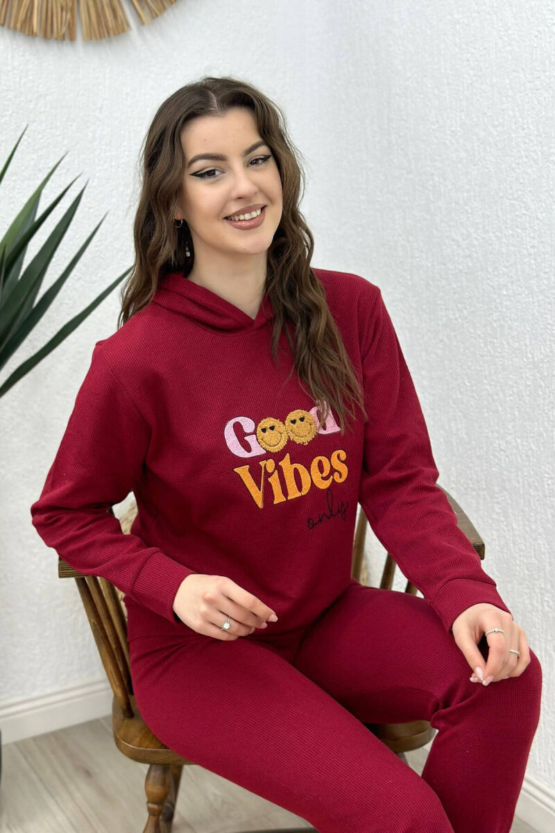 GOOD VIBES ONLY WOMAN PYJAMAS BURGUNDY/VISHNJE - 2