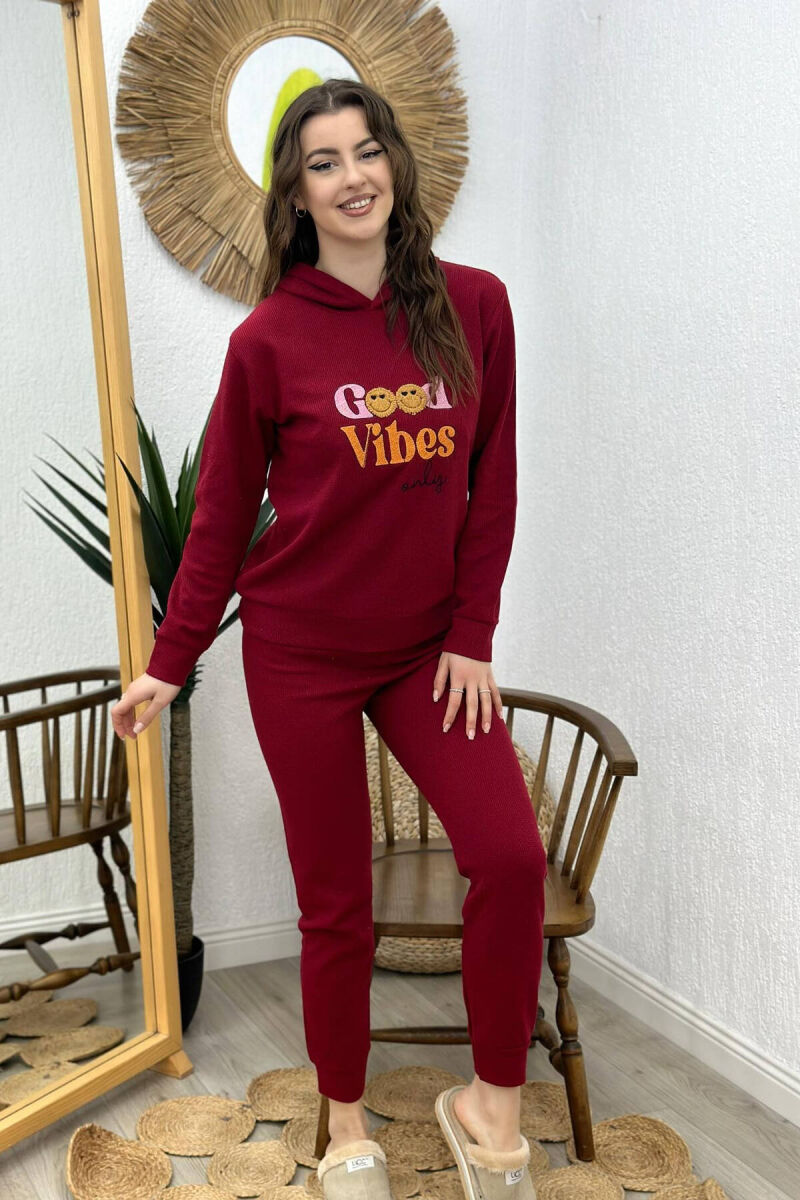 GOOD VIBES ONLY WOMAN PYJAMAS BURGUNDY/VISHNJE - 3