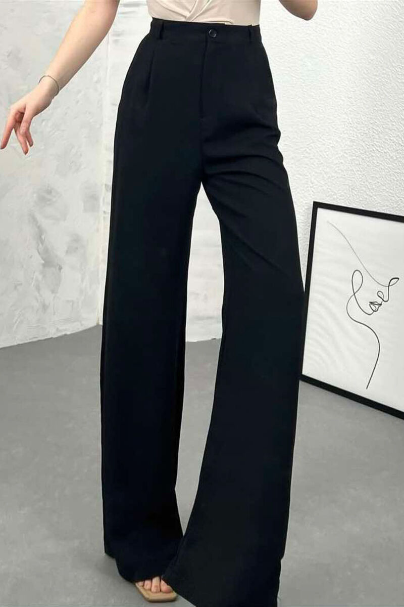 HALF ELASTIC WAIST WOMEN TROUSERS BLACK/ E ZEZE - 2