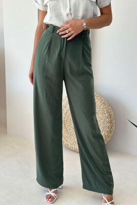 HALF ELASTIC WAIST WOMEN TROUSERS GREEN/JESHILE 