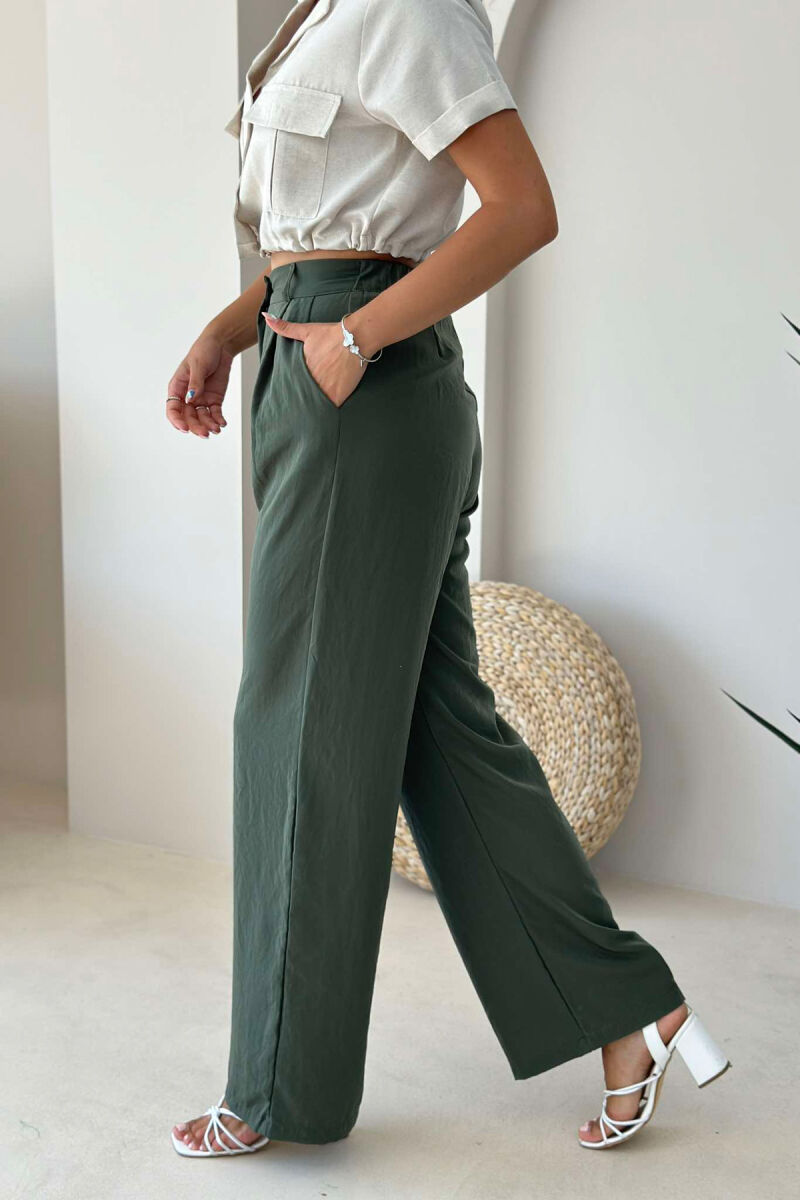 HALF ELASTIC WAIST WOMEN TROUSERS GREEN/JESHILE - 2