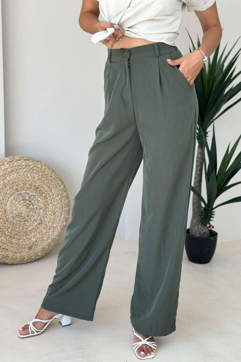 HALF ELASTIC WAIST WOMEN TROUSERS GREEN/JESHILE - 4