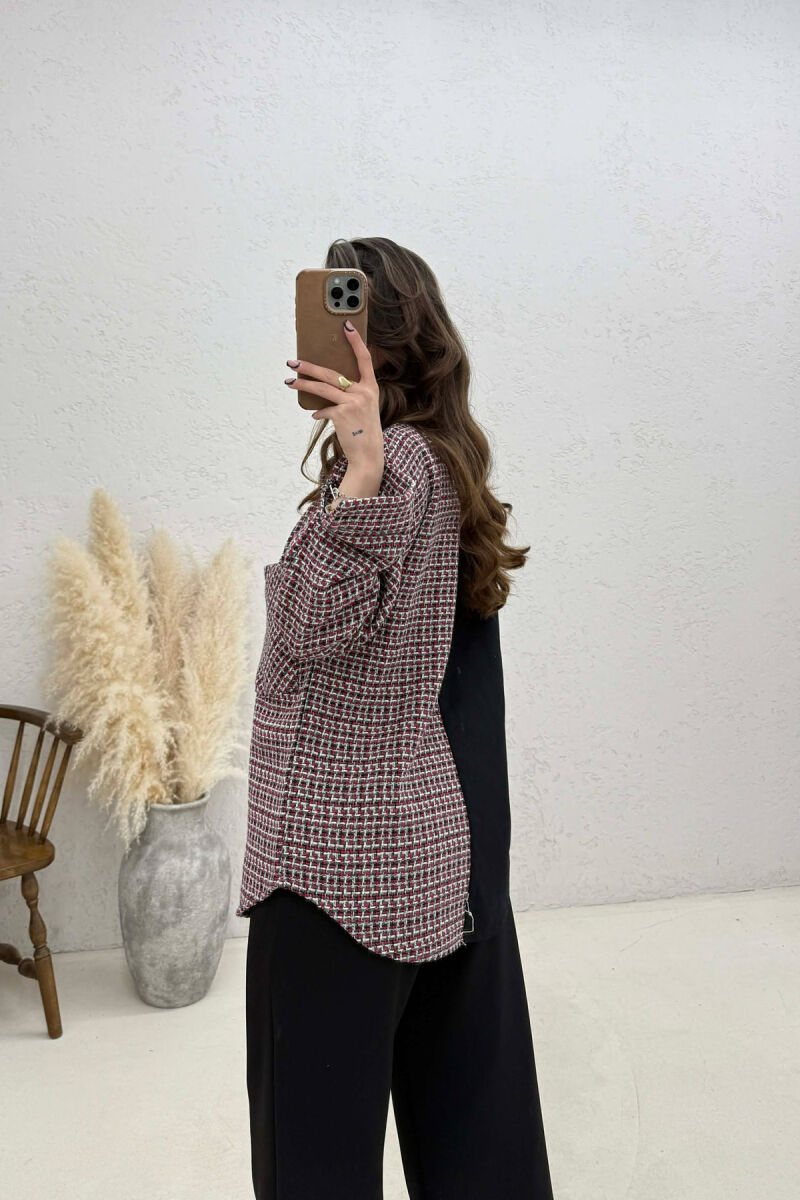 HALF KNITTED HALF DENIM DESIGN WOMEN SHIRT BLACK/ E ZEZE - 4