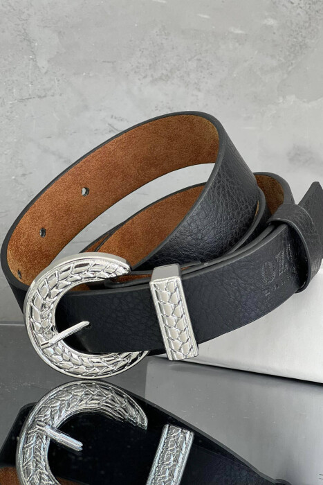 HALF MOON BUCKLE WOMEN BELT BLACK/ E ZEZE - 2