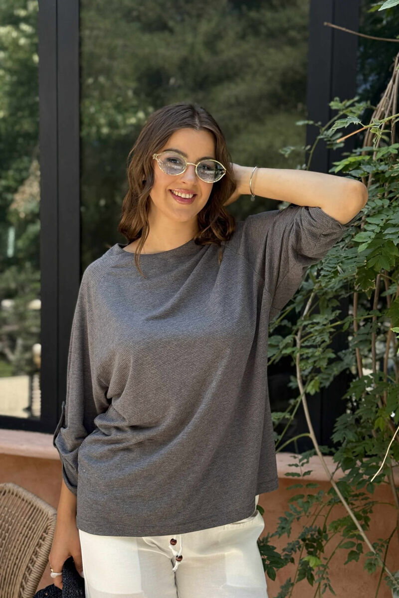 HALF SLEEVES ONE COLOR WOMEN T-SHIRT GREY/GRI - 7