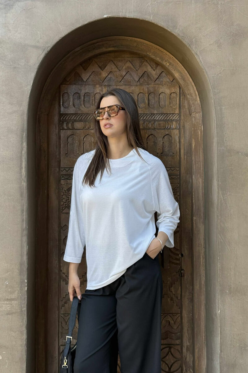 HALF SLEEVES ONE COLOR WOMEN T-SHIRT WHITE-E BARDHE - 1