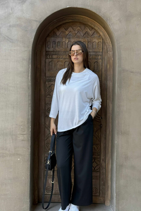 HALF SLEEVES ONE COLOR WOMEN T-SHIRT WHITE-E BARDHE - 3