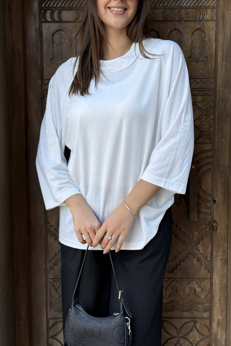 HALF SLEEVES ONE COLOR WOMEN T-SHIRT WHITE-E BARDHE - 4