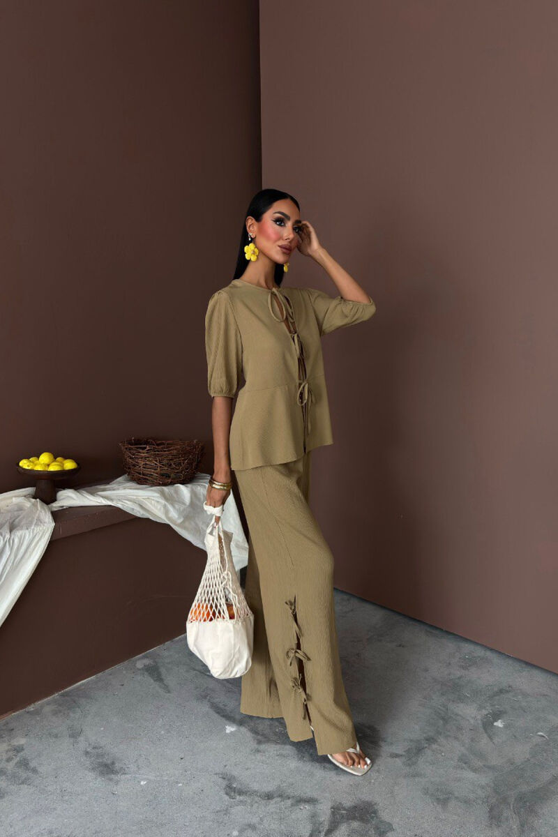 HALF SLEEVES SHIRT+TROUSERS LACINGS WOMEN SET OLIVE/ULLI - 5