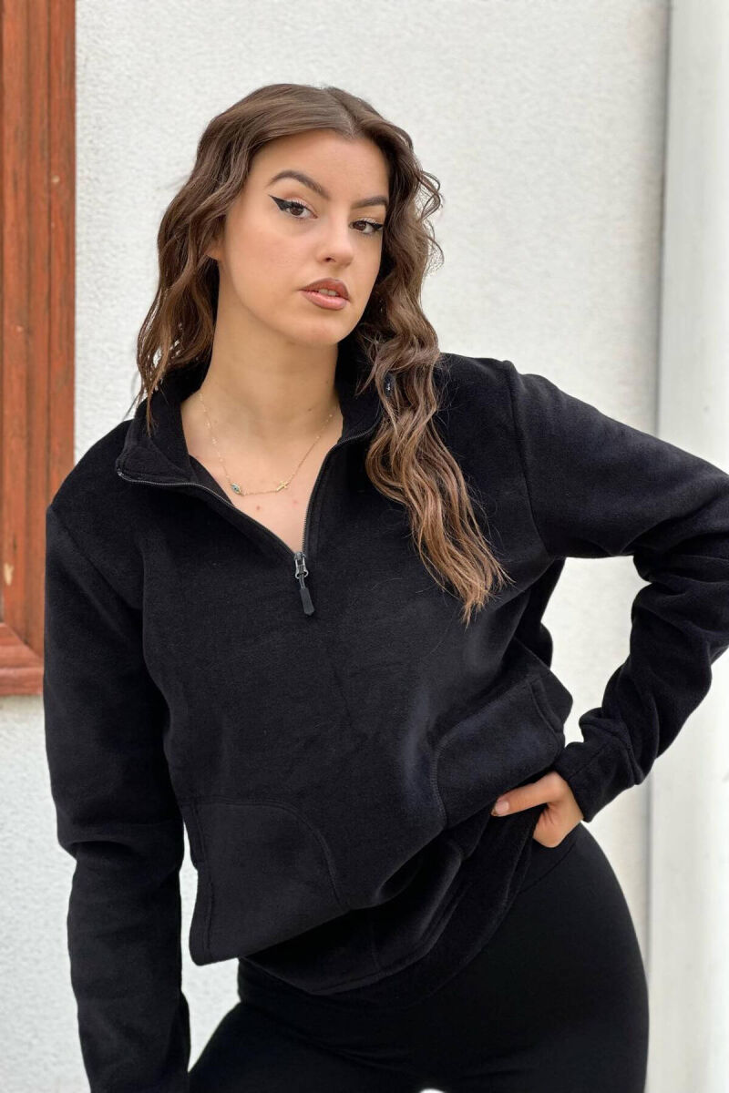 HALF ZIPPER TURTLE NECK WOMAN SWEATSHIRT BLACK/ E ZEZE - 1