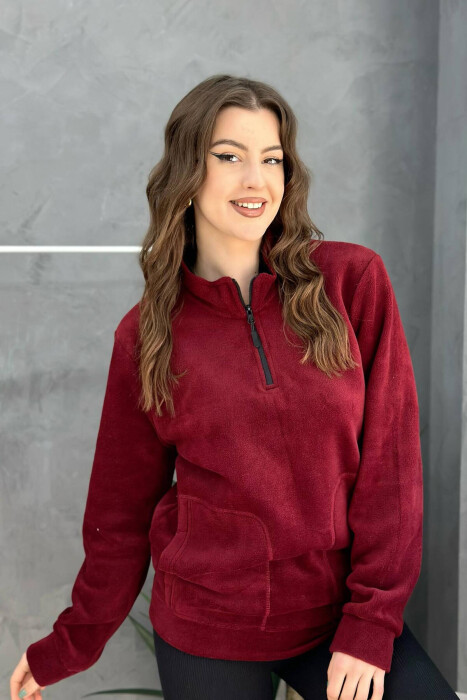 HALF ZIPPER TURTLE NECK WOMAN SWEATSHIRT BURGUNDY/VISHNJE 