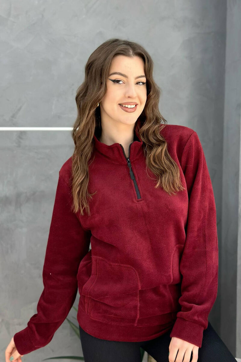 HALF ZIPPER TURTLE NECK WOMAN SWEATSHIRT BURGUNDY/VISHNJE - 1