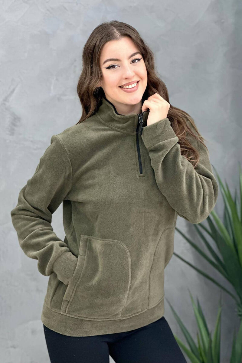 HALF ZIPPER TURTLE NECK WOMAN SWEATSHIRT GREEN/JESHILE - 2