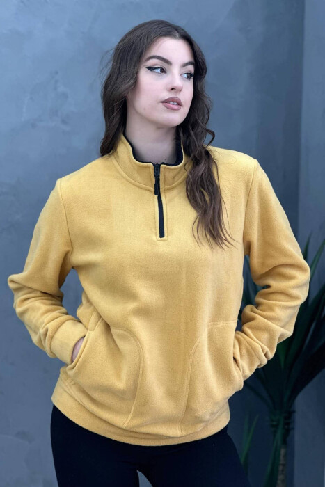 HALF ZIPPER TURTLE NECK WOMAN SWEATSHIRT YELLOW/E VERDHE 