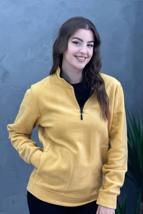 HALF ZIPPER TURTLE NECK WOMAN SWEATSHIRT YELLOW/E VERDHE - 2