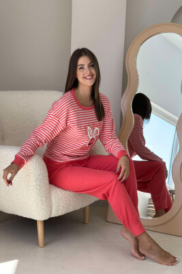 HAPPY RABIT LINES WOMAN PYJAMAS SALMON/SALMON 