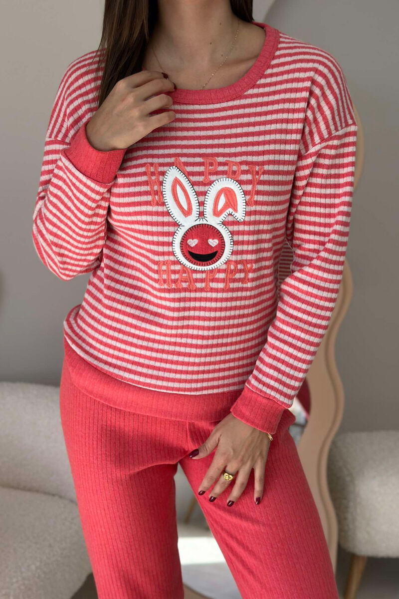 HAPPY RABIT LINES WOMAN PYJAMAS SALMON/SALMON - 3