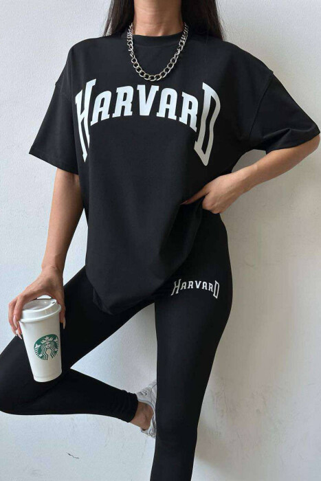 HARVARD ELASTIC T-SHIRT+LEGGINGS WOMEN SET BLACK/ E ZEZE - 2