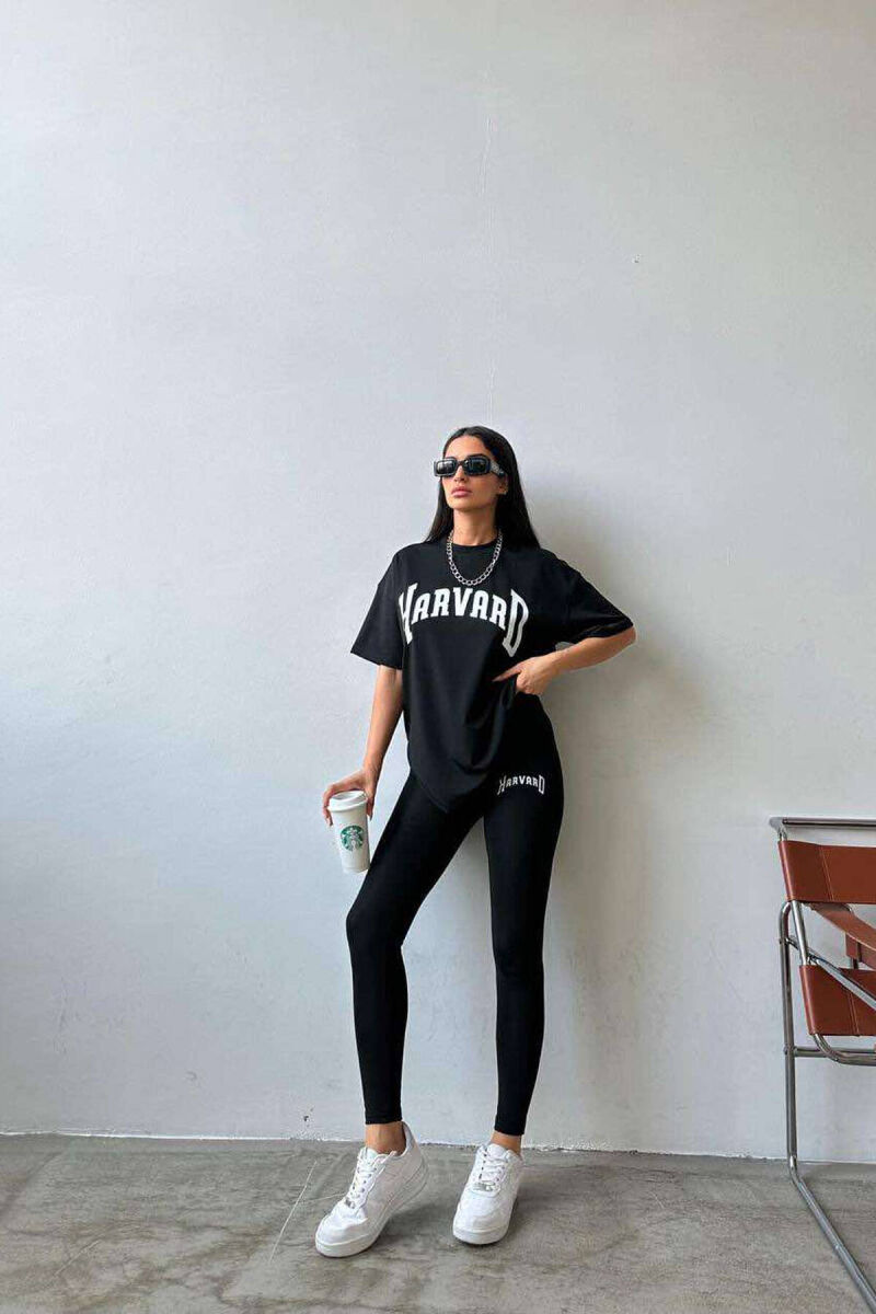 HARVARD ELASTIC T-SHIRT+LEGGINGS WOMEN SET BLACK/ E ZEZE - 3